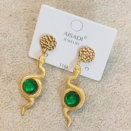 Emerald Snake Earrings
