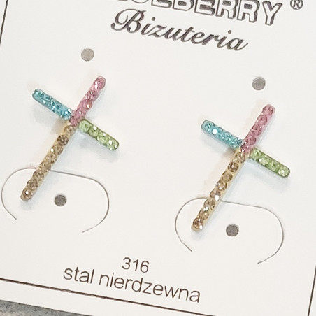 Kolczyki Tęczowe Krzyżyki