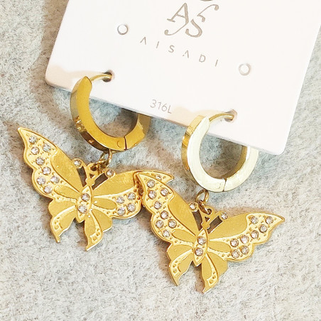 Golden Butterfly Hoops
