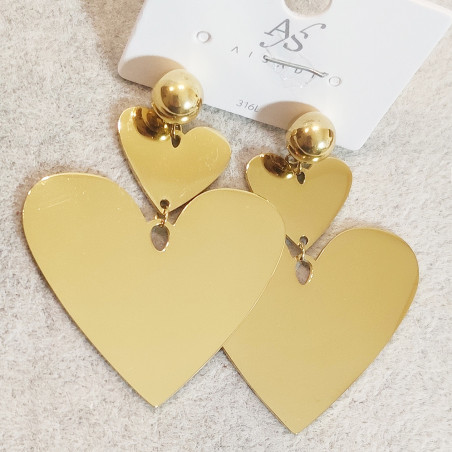 Heart Gold Dangle Earrings