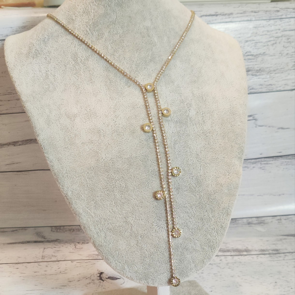 Naszyjnik krawatka z cyrkoniami