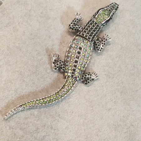 Broszka Krokodylka Szmaragd