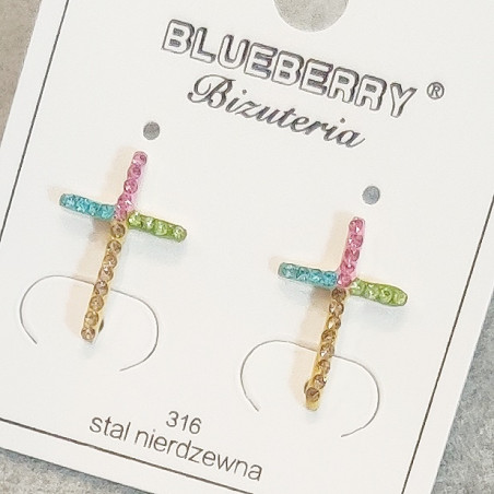 Regenbogen Kreuz Ohrstecker