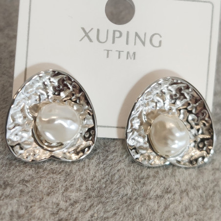 Pearl Heart Stud Earrings