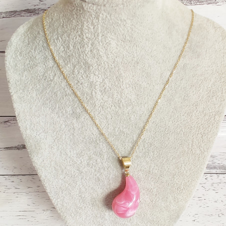 Pink Teardrop Necklace