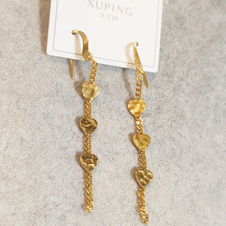 Gold Heart Dangle Earrings