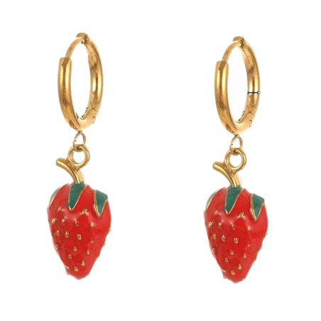 Strawberry Hoop Earrings