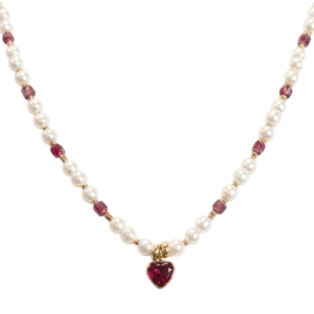 Ruby Heart Pearl Necklace