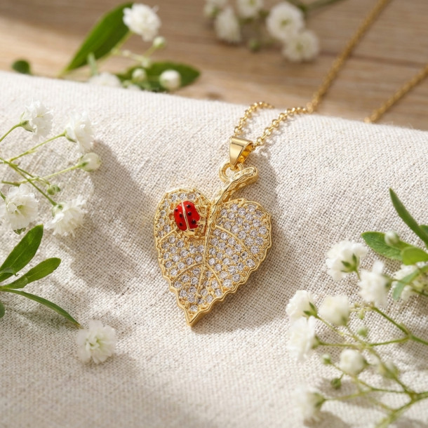 Ladybug Leaf Necklace