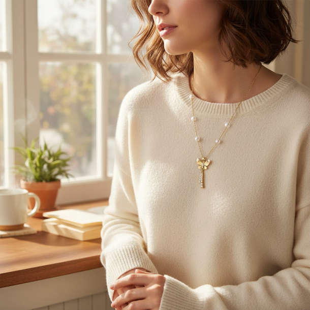 Butterfly Pearl Necklace