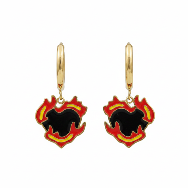 Fiery Heart Hoop Earrings