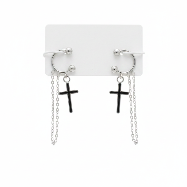 Cindy Cross Chain Ear Cuffs
