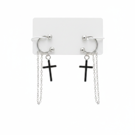 Cindy Cross Chain Ear Cuffs