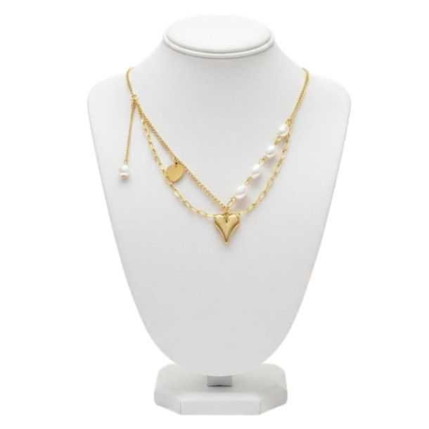 Golden Heart Pearl Necklace
