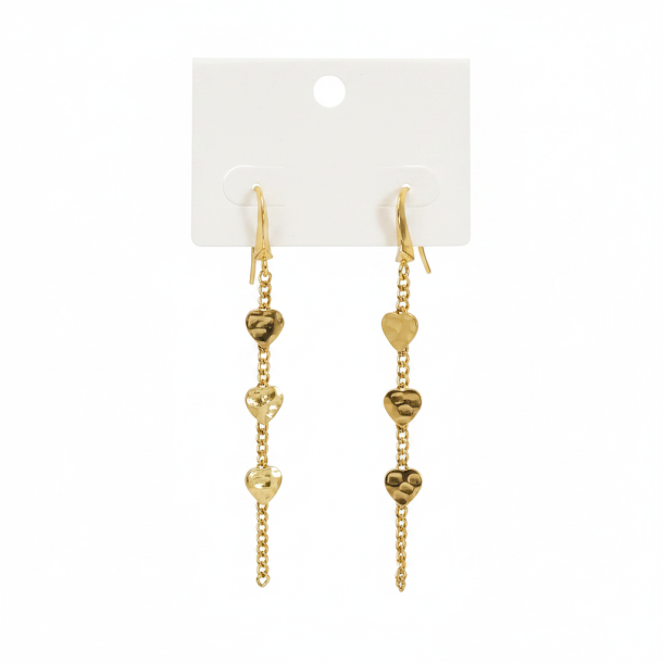 Gold Heart Dangle Earrings