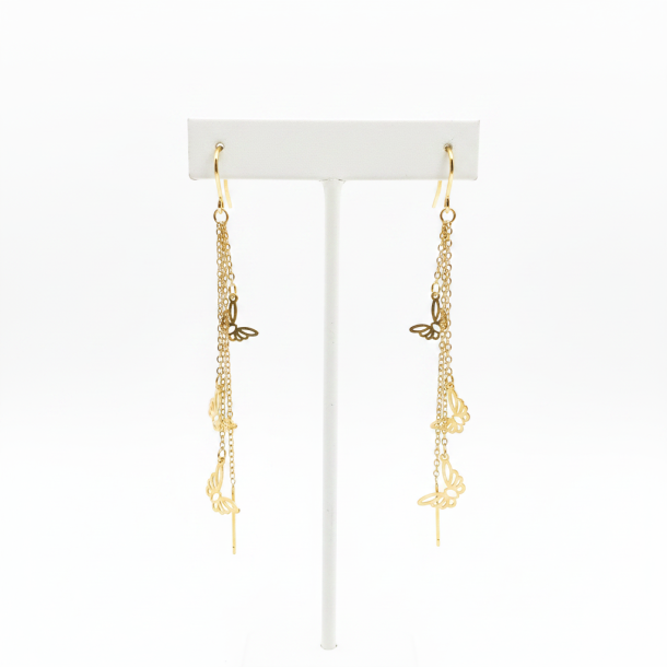 Golden Butterfly Dangle Earrings