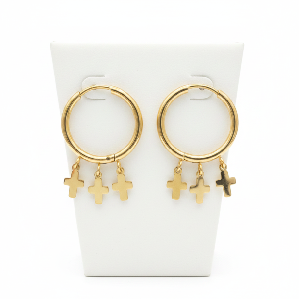 Hoop Earrings with Cross Charms