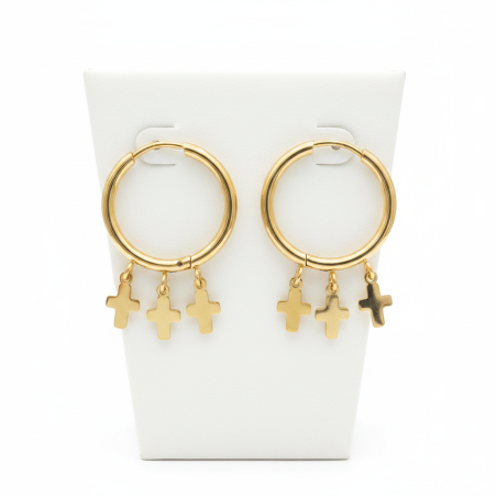 Hoop Earrings with Cross Charms