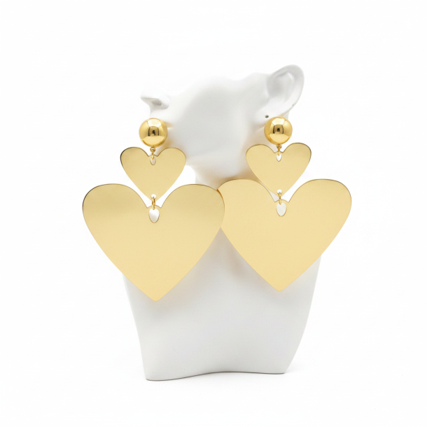 Heart Gold Dangle Earrings