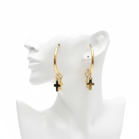 Cross Hoop Earrings
