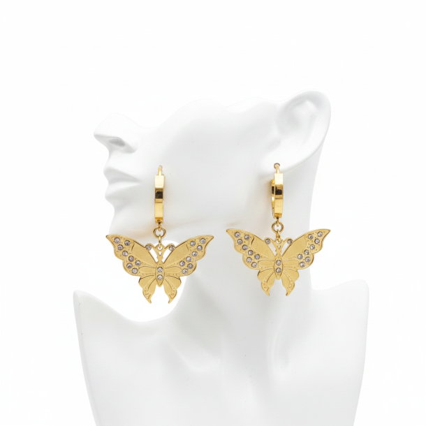 Golden Butterfly Hoops