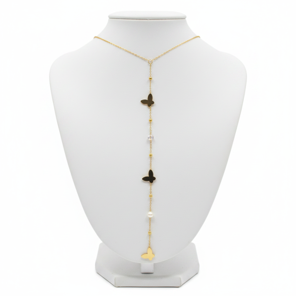 Golden Butterfly Lariat Necklace