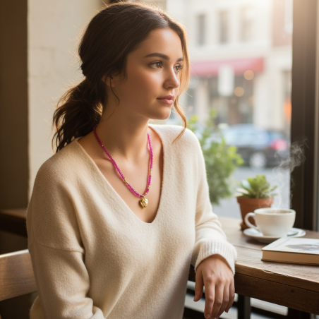 Náhrdelník Fuchsiové Srdce