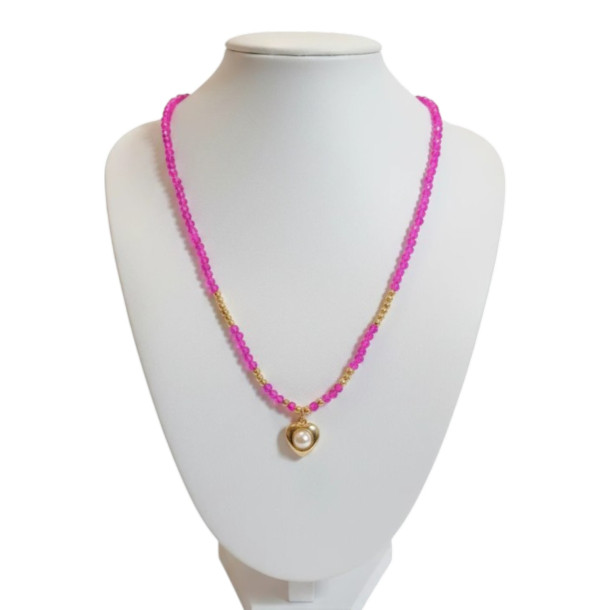 Fuchsia Heart Necklace
