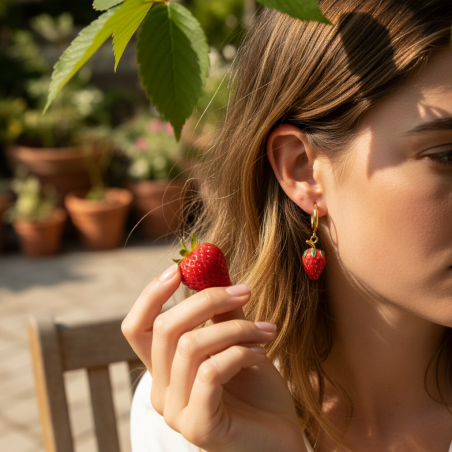 Strawberry Hoop Earrings