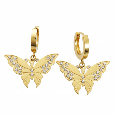 Golden Butterfly Hoops