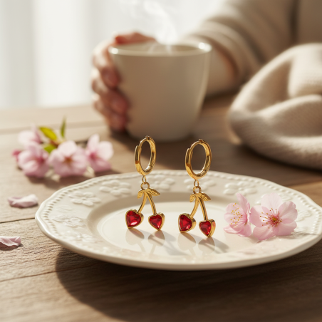 Cherry Hoop Earrings 2